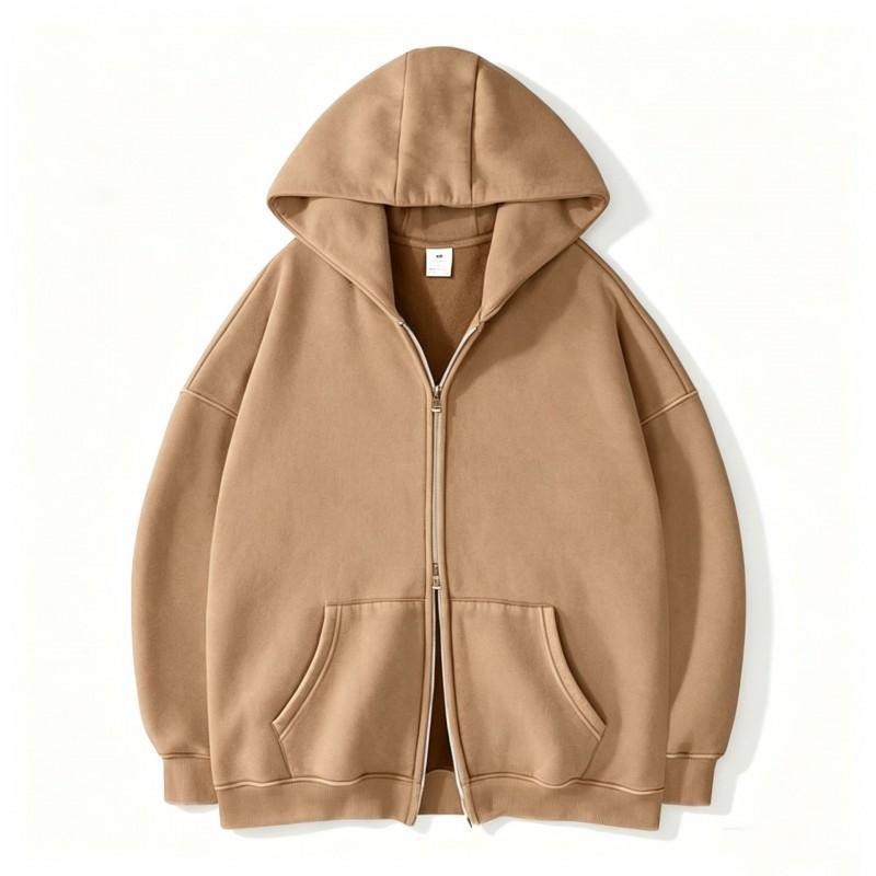 Womens Same Style Zip-Up Hoodie Casual Sport Sweatshirt Solid Color Loose Fit Teens