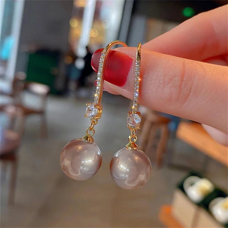 Pearl Earring for Women Gold Plating Ball Earrings Christmas Gift Irregular Design Zircon Earrings Bijoux Femme