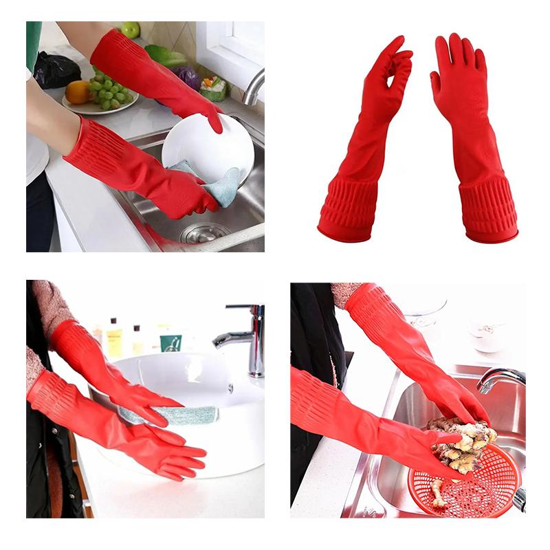 Geschirrspülhandschuhe Widerstandsfähige Wasserdichte Gummihandschuhe Lange Handschuhe Küchenreinigungswerkzeuge Küchenzubehör Wasserdichte Handschuhe