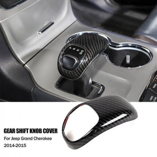 For Jeep Grand Cherokee 2014-2015 Carbon Fiber Gear Lever Shift Knob Cover Trim