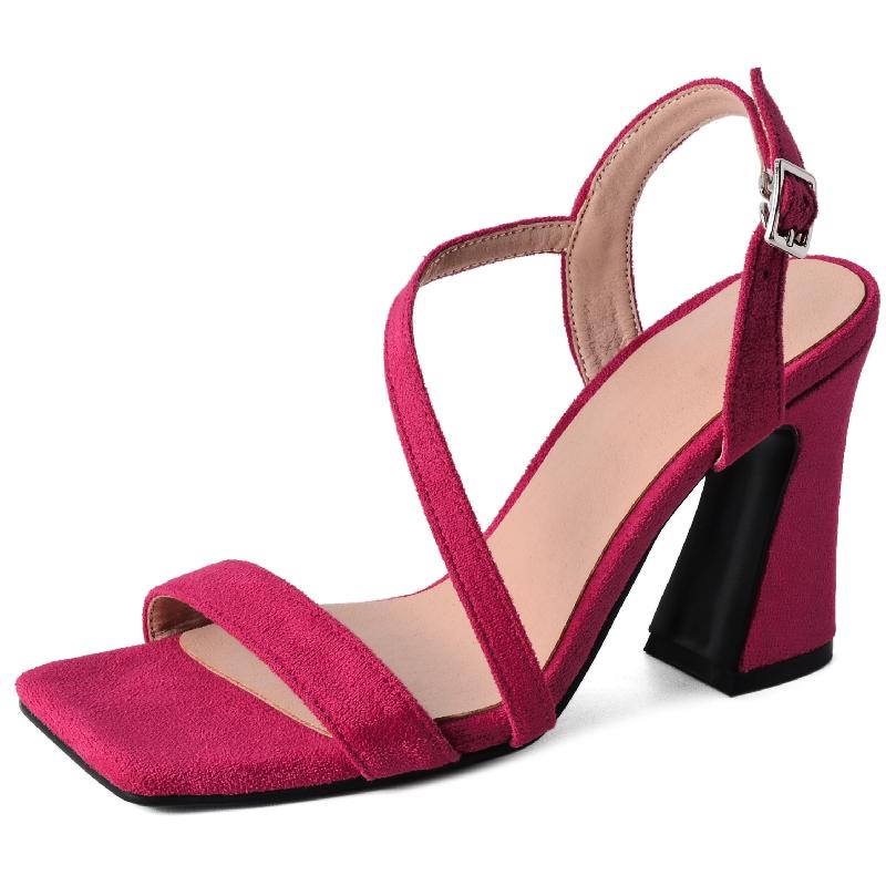 Fashion High Heels Sandals Women Summer Shoes Large Size Red Beige Heeled Flip Flops Ankle Straps Party Wedding Shoes Female