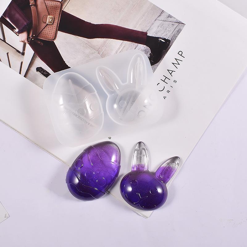 Poppy DIY Easter Bunny Silicone Mold for Resin Keychain Pendant Crafting