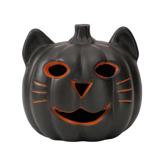 Halloween Pumpkin Lantern Light Up Pumpkin Ornament with Spooky Curved Face for Halloween Party Indoor Outdoor Decor