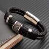 Fashion 2layer Leather Bracelets with Stainless Steel Magnet Trendy Multilayer Bracelet Homme Jewelry Male Bangle Wholesale Bulk