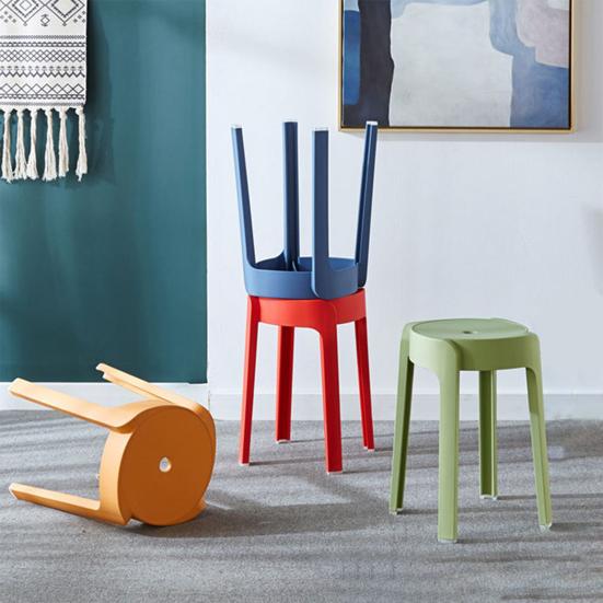 6Pcs Plastic Stool Stackable Portable Round Nesting Stools 330lbs Load Bearing Backless Bar Stool Seating for Home Classroom Outdoor