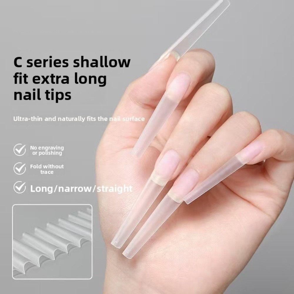 Coffin Shape Sandwich Nail Forms Ultra-Thin False Nails Nail Tips  for Profional Use In Nail Salons