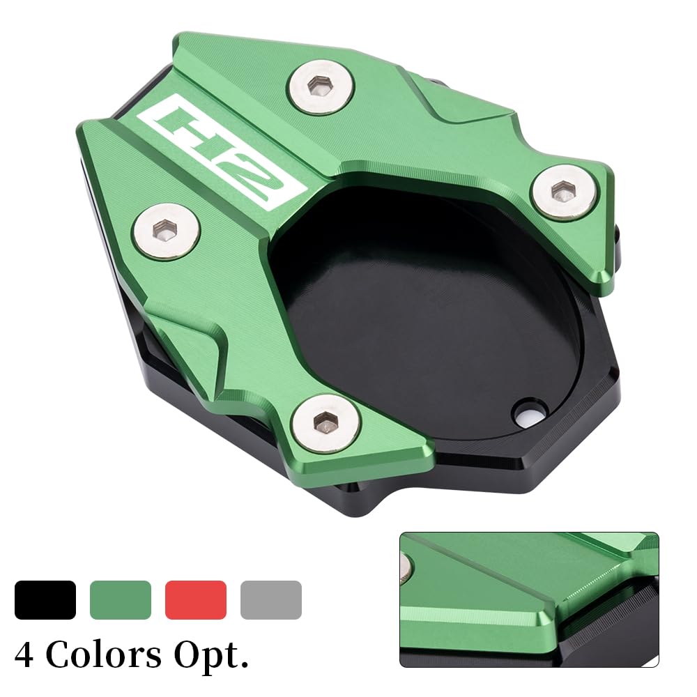 MotHeartCNC Motorcycle Side Stand Enlarger for Z H2 (2020-2024) and Z H2 SE (2021-2024) (Green)
