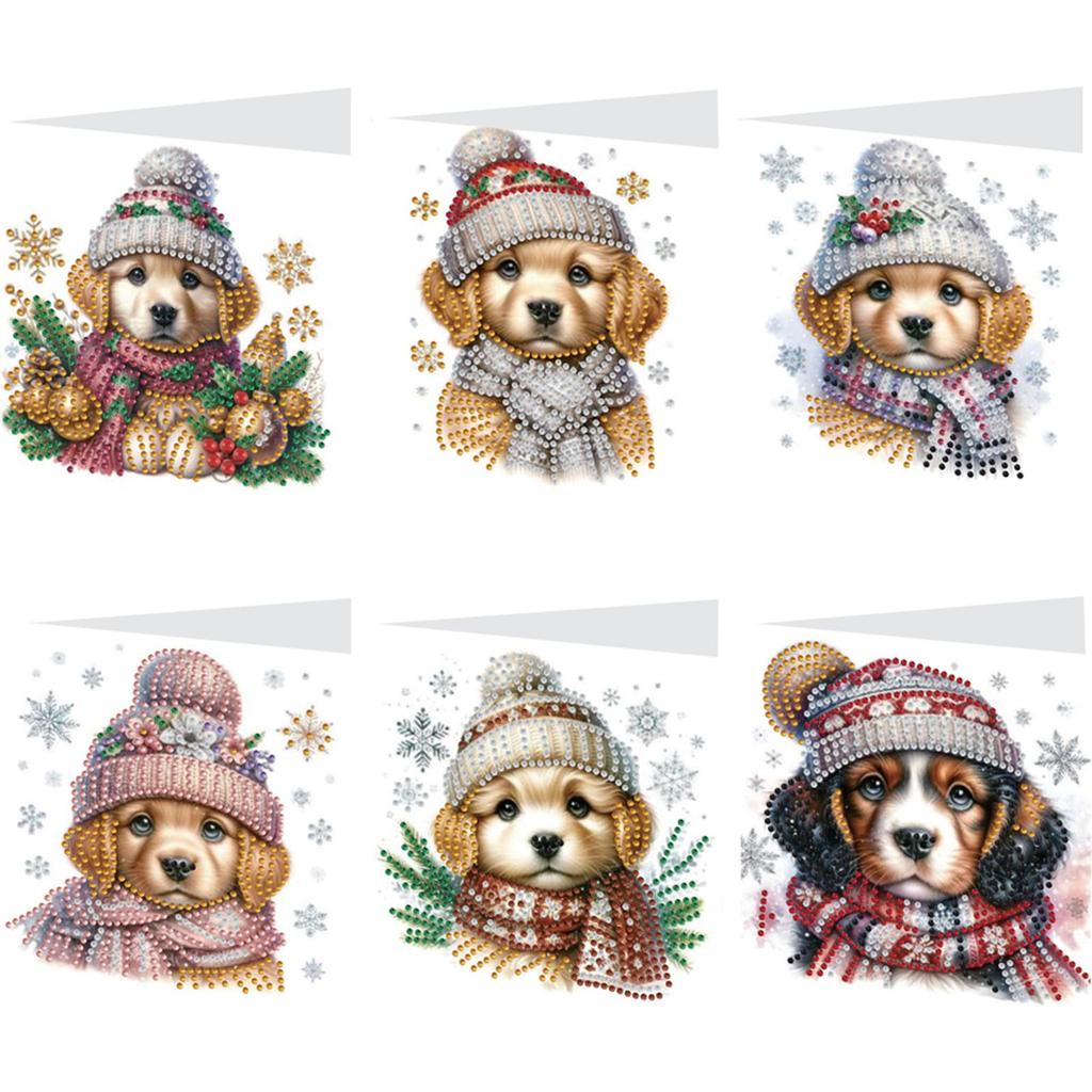 6pcs DIY Diamond Painting Greeting Card Set Rhinestone Diamond Art Mosaic Postcards Creative Birthday & Thanksgiving Card Kit