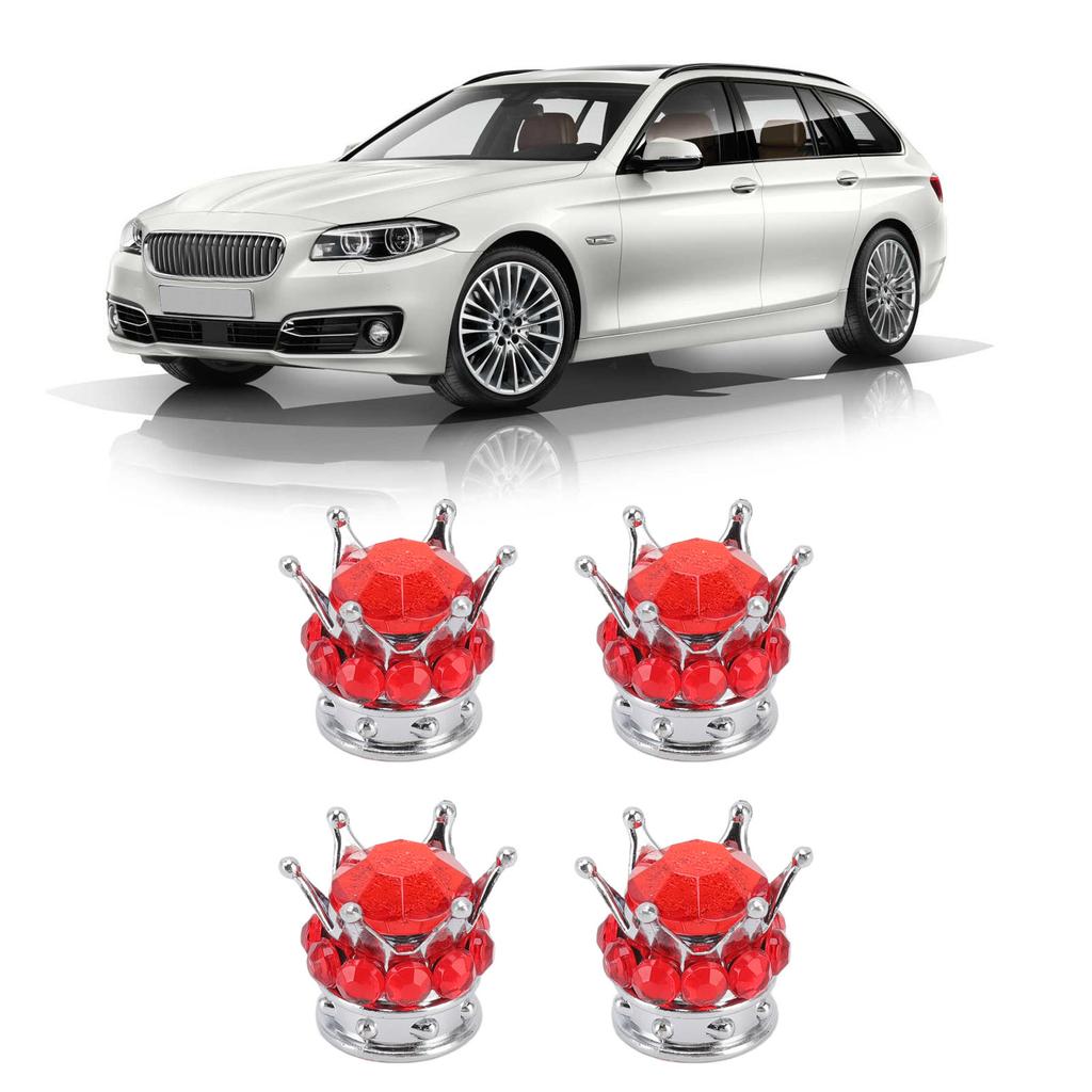 4 Pieces Tire Wheel Stem Valve Cover Crown for Cars Trucks