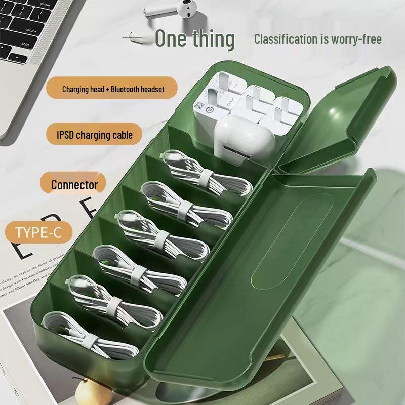 Desktop Cable Organizer with Lid – Cord, Charger, and Power Cable Storage Box