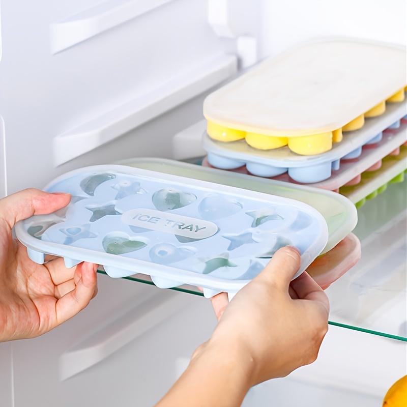 1pc 18 Holes Silicone Ice Tray With Cover 18 Grids Flexible Ice Tray With MoonStar And Heart-shaped Mold For DIY Handmade Ice Cube