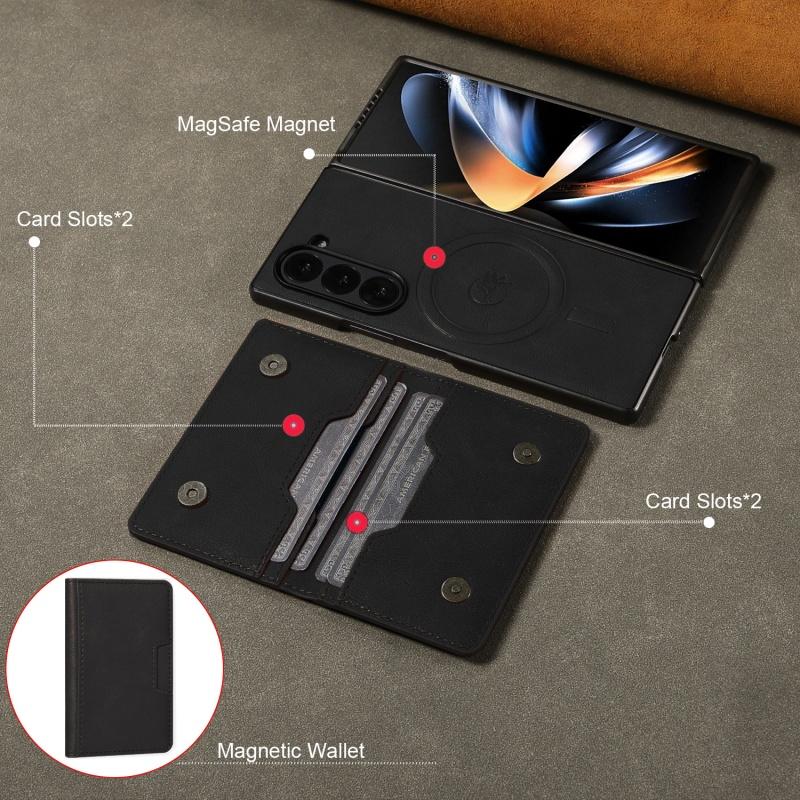 MagSafe Kabelloses Laden Leder Geldbörse Handyhülle Für Samsung Galaxy Z Fold 7 6 5 4 3 Fold7 Fold6 Fold5 Flip Geldbörse Kartenhülle
