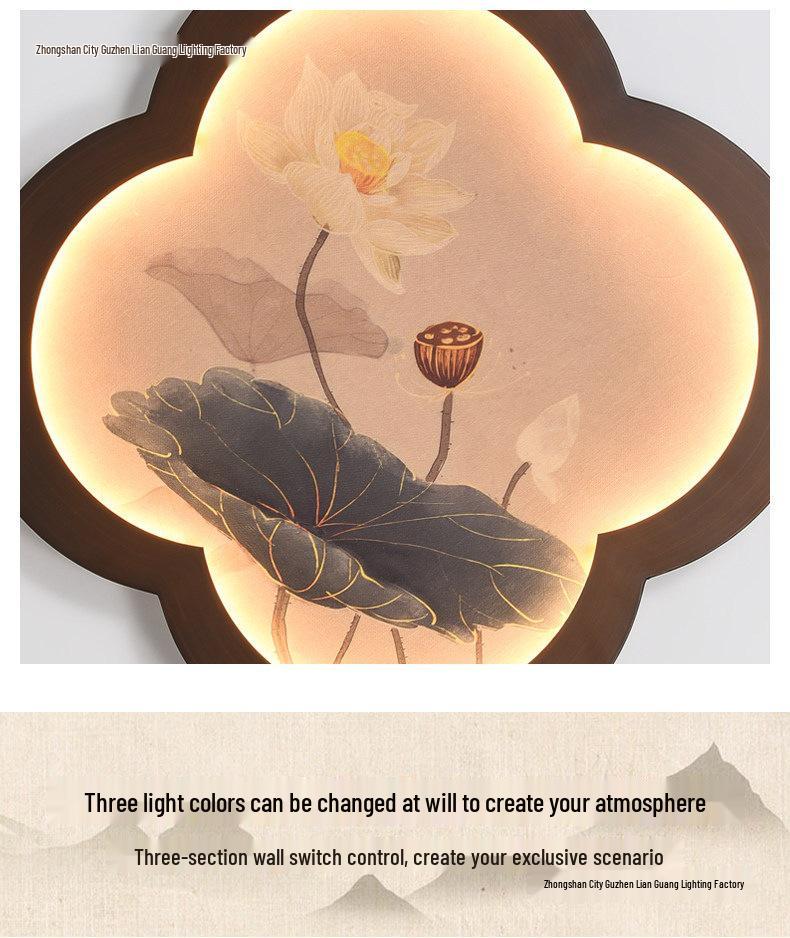 Song Dynasty Zen Mural Lamp: Retro Wall Light for Living Room, Hallway, and Staircase