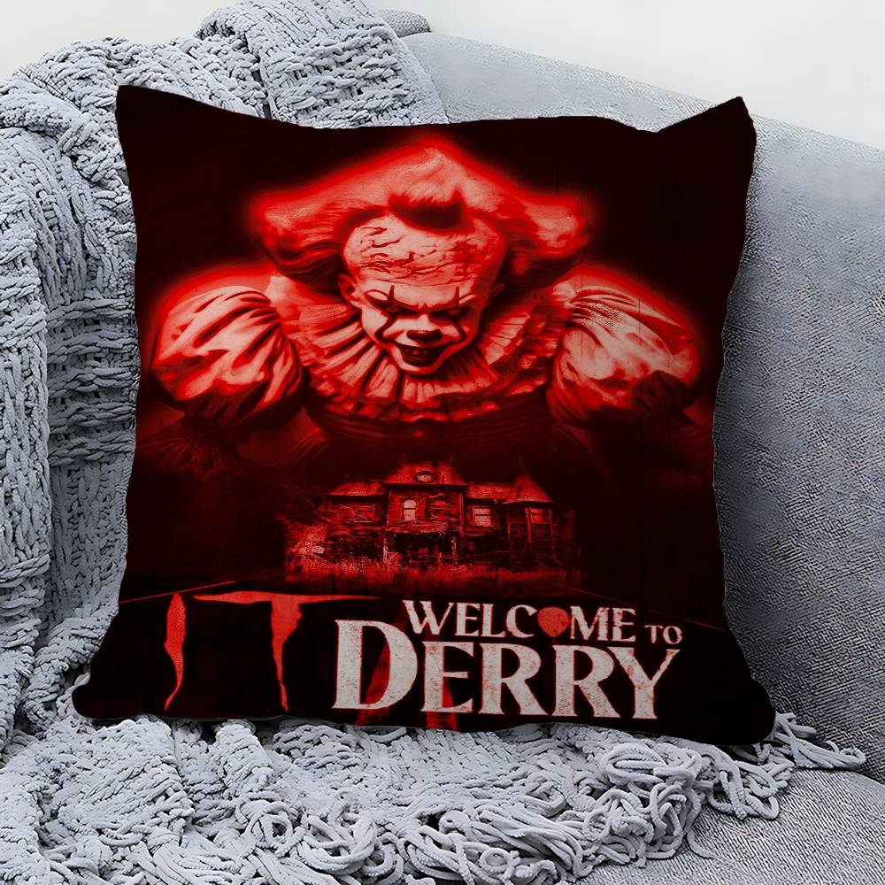 Horror P-Pennywise Clown Pillow Cover For Bedroom Room And Living Room Sofa Decorative Cushion Cover