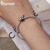 BAMOER 925 Sterling Silver Moon & Cat Charms Fit for Women Original Bracelet & Bangle Cute Black Gold Plated Cat Beads