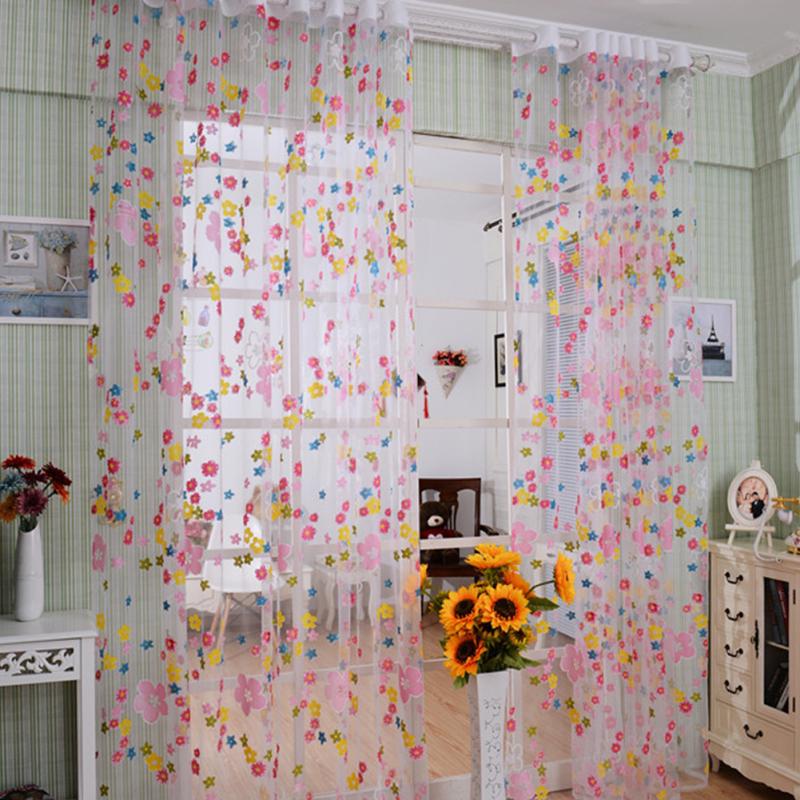 Kwiaty Drukowanie zasłona tiulowa zasłona do salonu Sypialnia Home Decor