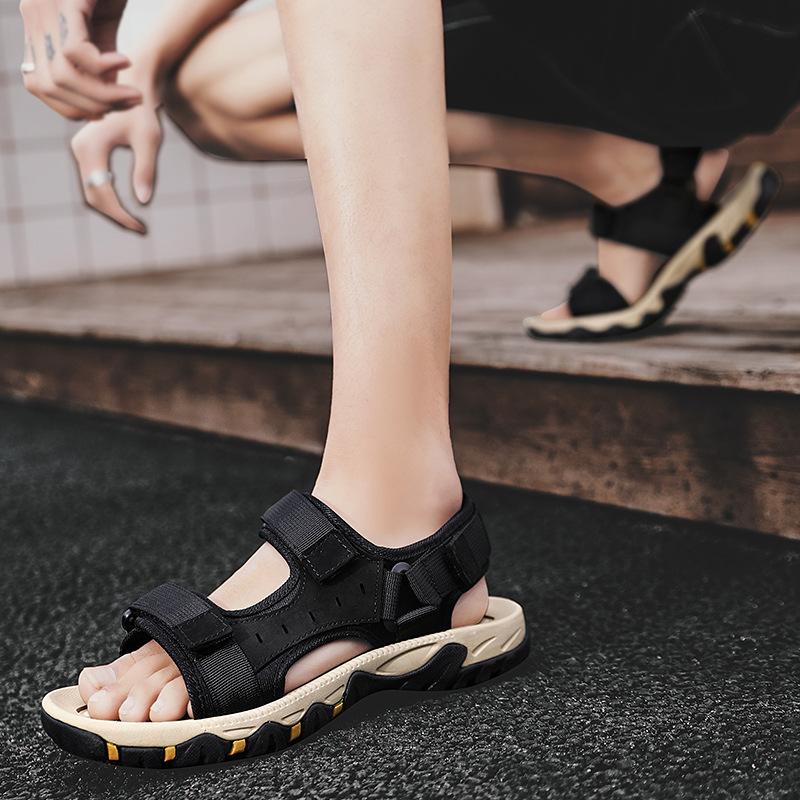 New summer special 47 large size men's sandals Velcro cowhide breathable casual wading beach shoes outdoor shoes