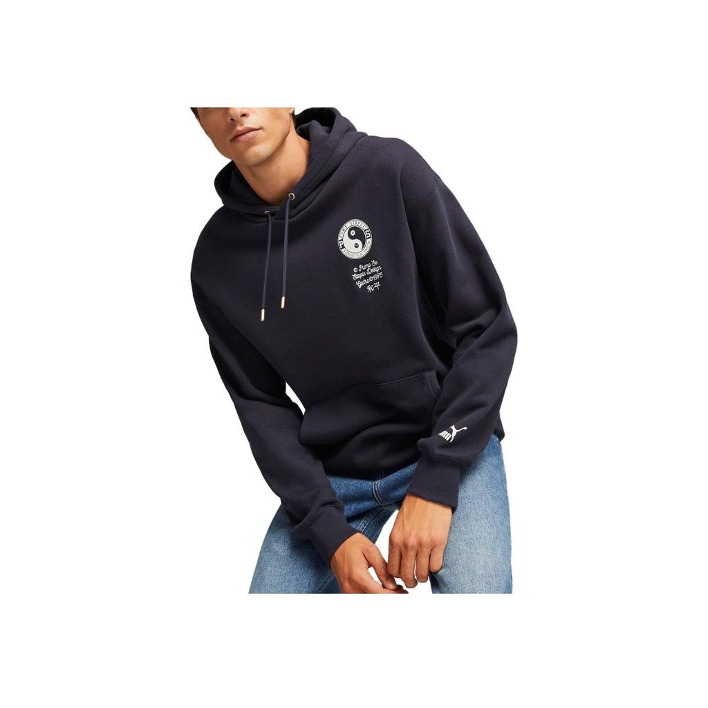 Puma X Staple Collab SS23 Letter Print Loose Hoodie Men Hoodie Navy-Blue 622202-16