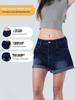 Shorts Décontractés en Jean Stretch pour Femme avec Multi-Poches, Moustaches de Chat et Imprimé Singe