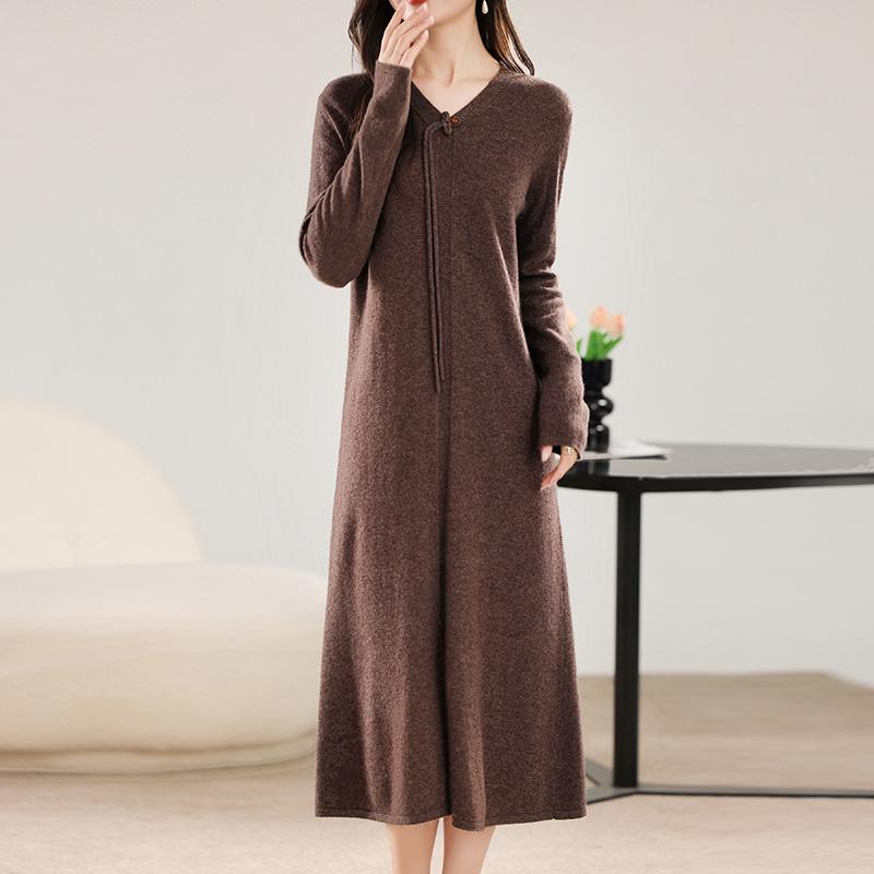 Women's Cashmere Dress Qinghe Cashmere 30% Cashmere 70% Wool Autumn and Winter Cashmere Skirt Soft and Warm