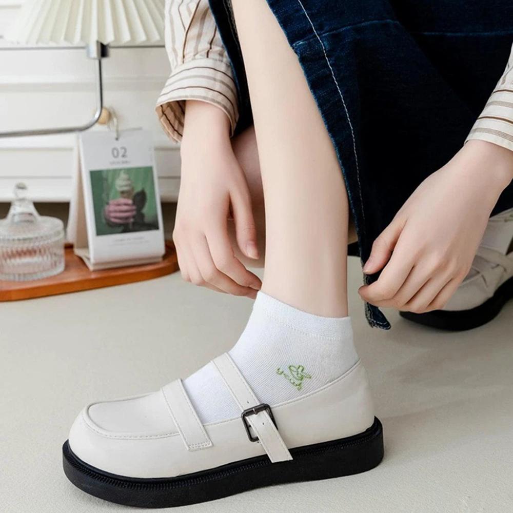 5 Pairs Women Plaid Avocado Pattern Breathable Casual Ankle Socks Suitable Daily Life Soft Breathable Sweat Absorbing Socks