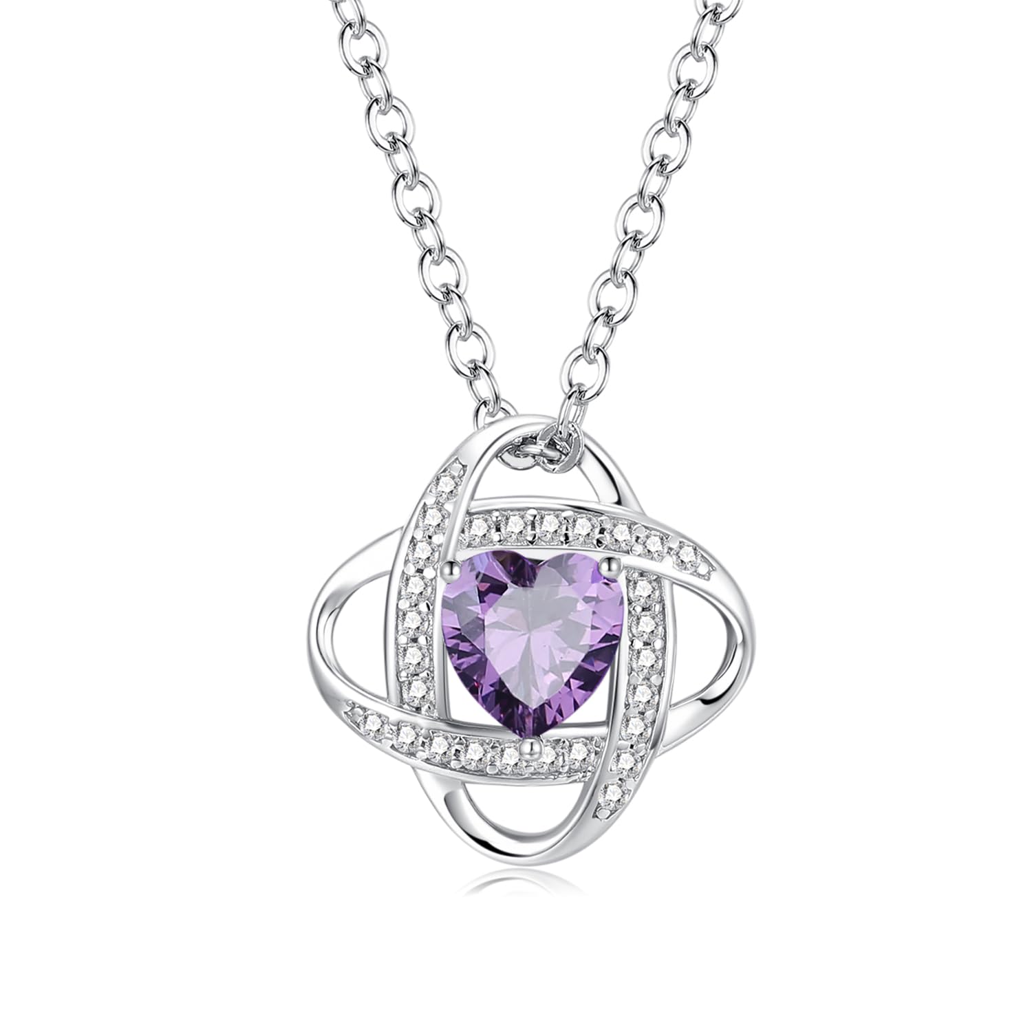 

Ожерелье из натурального камня аметист, камень февраля, серебро S925, платиновое покрытие, украшения, рождественские подарки на день рождения, упаковочные материалы включены [AGVANA]