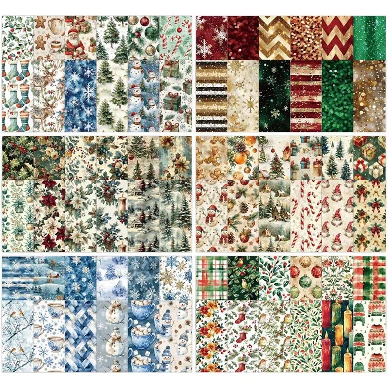 Świąteczny Blok Papierów do Scrapbookingu 12 Arkuszy 6x6 Brokatowe Konfetti Płatek Śniegu Jednostronne Nadruki Karton 160gsm Bezkwasowy Dekoracyjny