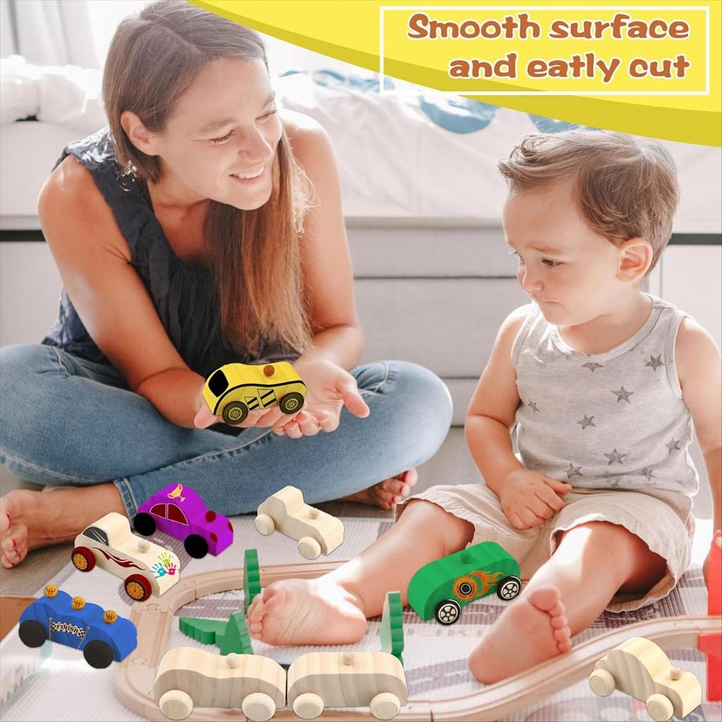 BHBL 42 Unfinished Wooden Cars Crafts Painting,Suitable for Kids Family Activities Art Crafts Projects, Woodworking Gifts