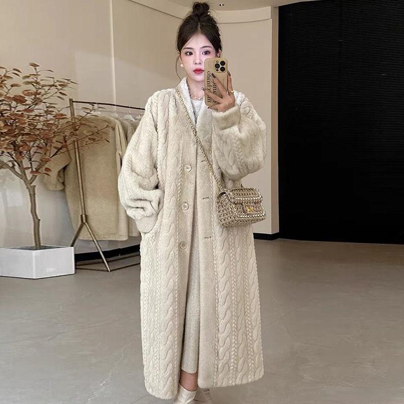 Winter Imitation Fur Coat Women'S Imitation Mink Hair Plush Twist Mink Coat Long