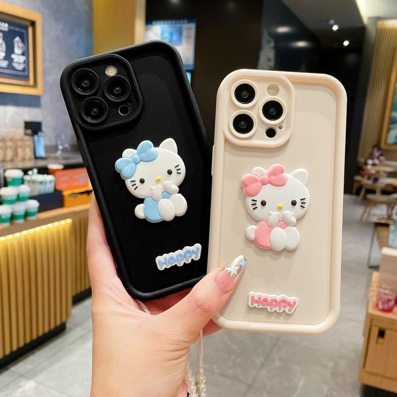 Happy Kitty Cat Applies To Apple 17promax Mobile Phone Case, the New iPhone16 Anti-drop 15 Three-dimensional Creativity