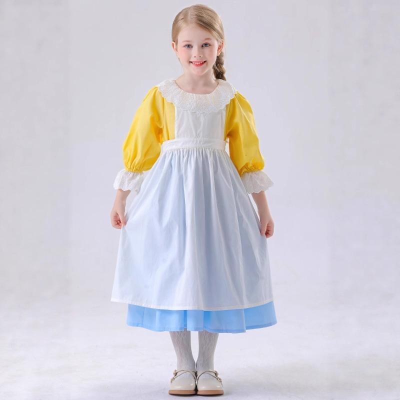 Halloween costume, European medieval pastoral maid romantic farm manor little girl dress