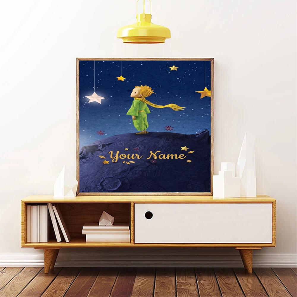 Little Prince Personalized Name Round Diamond Painting Kit Diamond Embroidery Painting Rhinestones Mosaic Frameless Handwork Decoration Arts