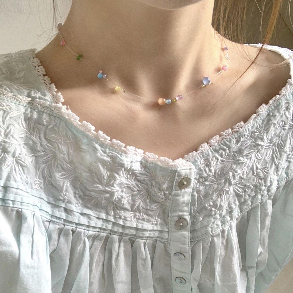 Resin Korean Style Necklace Zinc Zinc Alloy Y2k Necklace Vintage Beaded Necklace Women