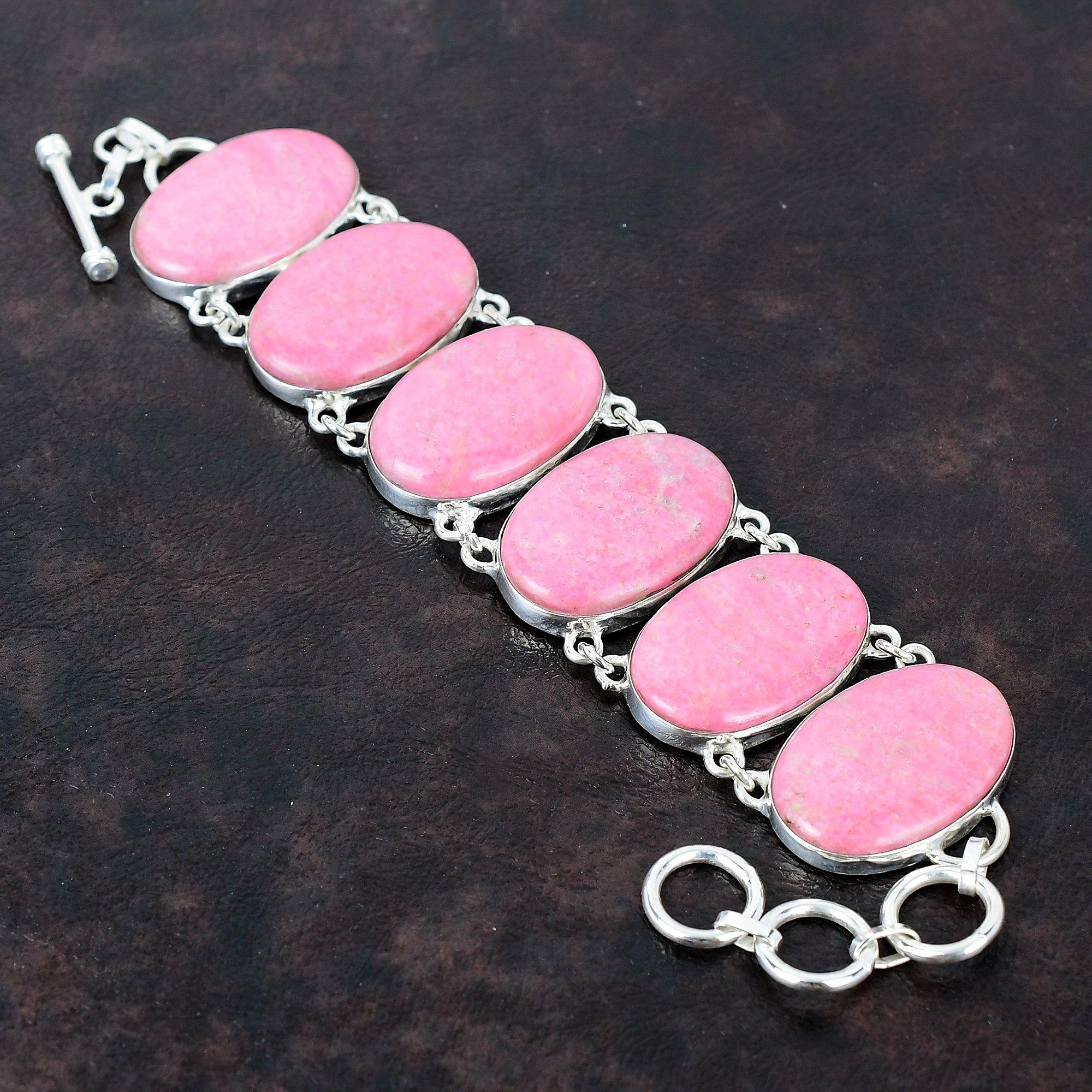 

Браслет из тулита, браслет из стерлингового серебра 925 пробы, браслет из натурального драгоценного камня, регулируемый браслет-цепочка, ювелирные изделия из тулита ручной работы, подарок для мамы Adjustable