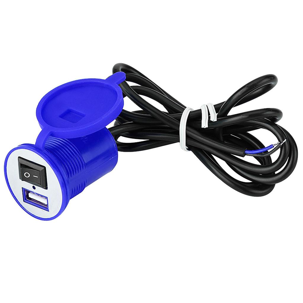 Universal Motorcycle USB Charger Socket Power Supply Port for Mobile Phone Waterproof Blue