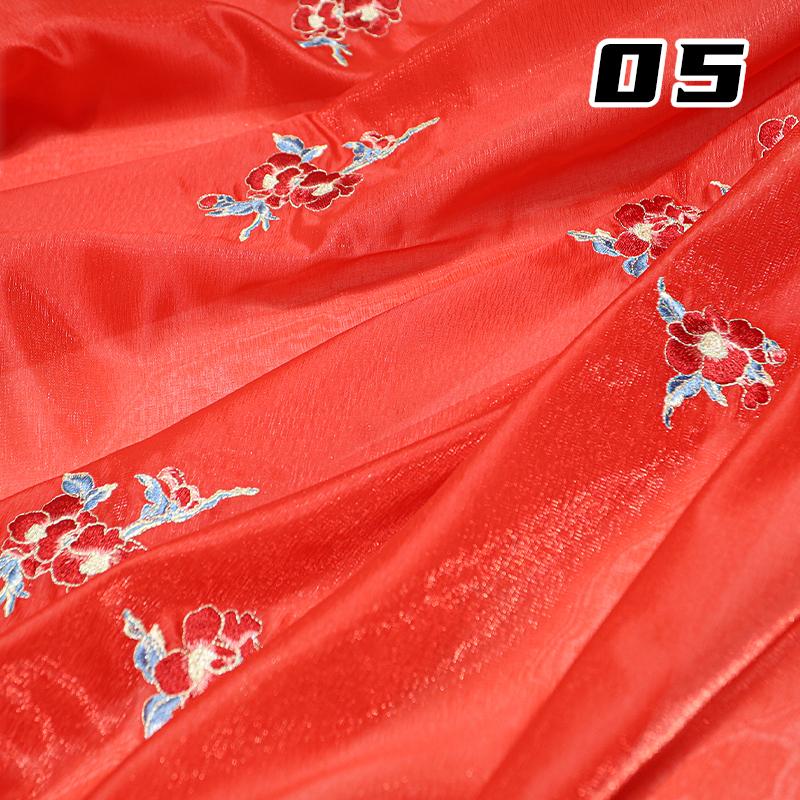 50*150cm Camellia Flower Embroidery Fabric For Sewing Ancient Hanfu Dress Skirts Stage Costume Chinese Designer Fabric