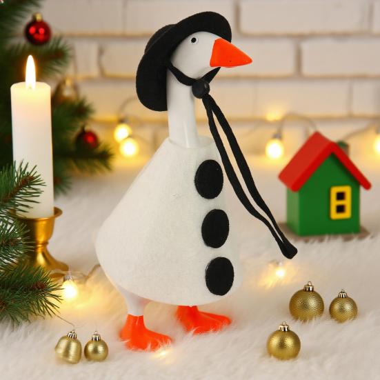 Christmas Goose Costume Felt Fabric Seasonal Goose Figurines Costume Handmade Festive Outfit Table Desk Decoration