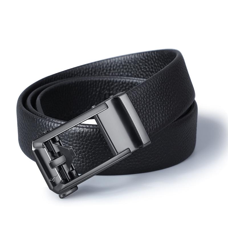 Seven Wolves Men s Automatic Buckle Leather Belt - Trendy Casual Business Cowhide Belt Gift 125 cm