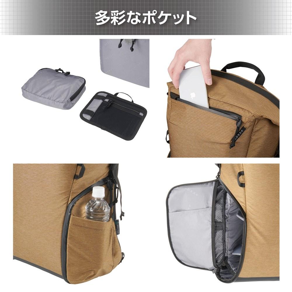 Hakuba LUXXe GRID Roll Top Backpack M Coyote Spectra Fiber CORDURA Fabric Water-Resistant Zipper
