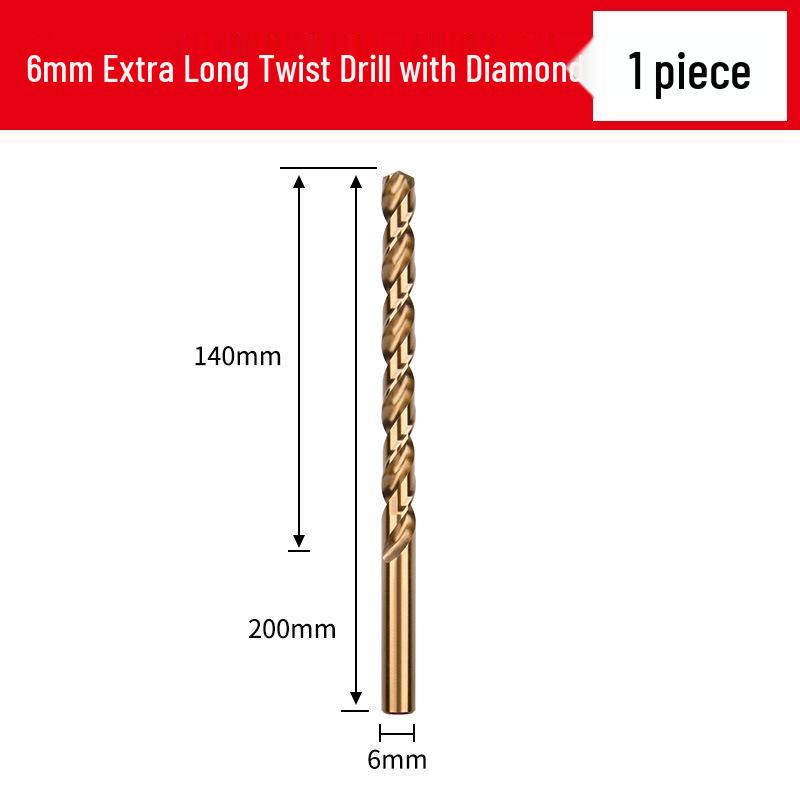 Cobalt Extra-Long High-Strength Alloy Twist Drill Bit for Stainless Steel and Woodworking