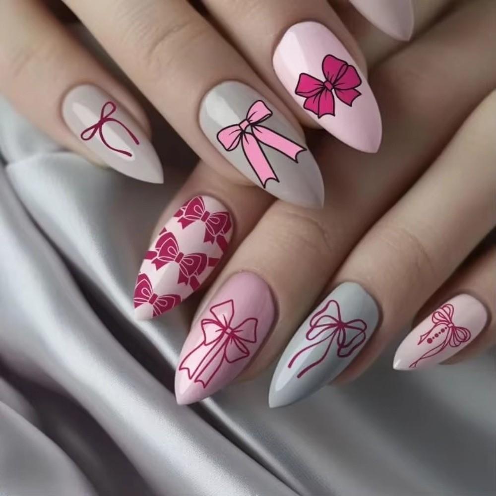 Bowknot Patterns Nail Decal Sheets Kawaii Bow Image Nail Art Stencil For French Manicure