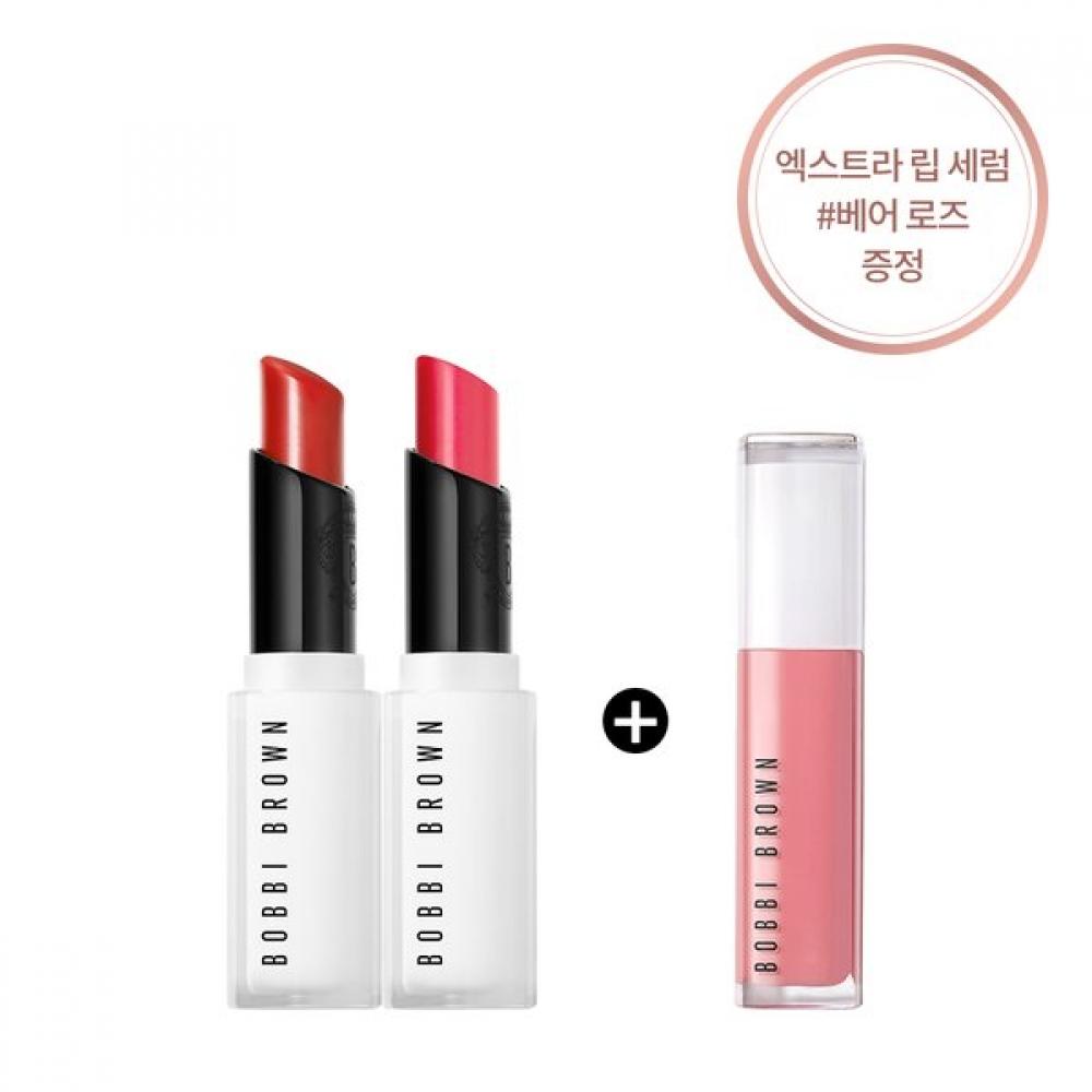 Bobbi Brown Extra Lip Tinted Balm Duo Bear Rose + Lip Serum Bear Rose Raspberry + raspberry