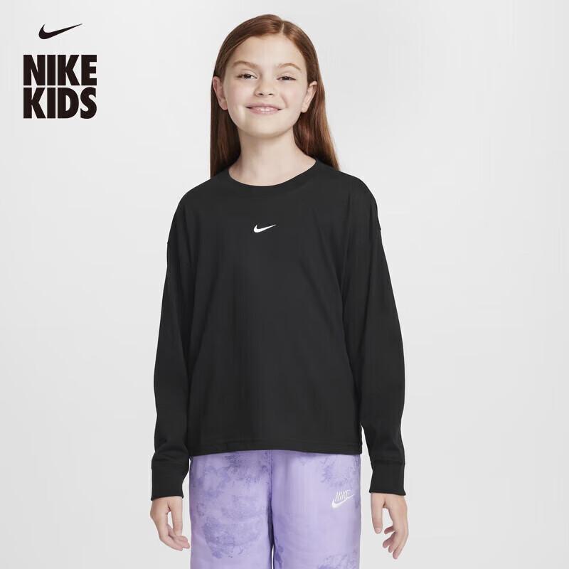

NIKE Youth Loose Fit Embroidered Swoosh Long Sleeve T-Shirt FZ5535 M