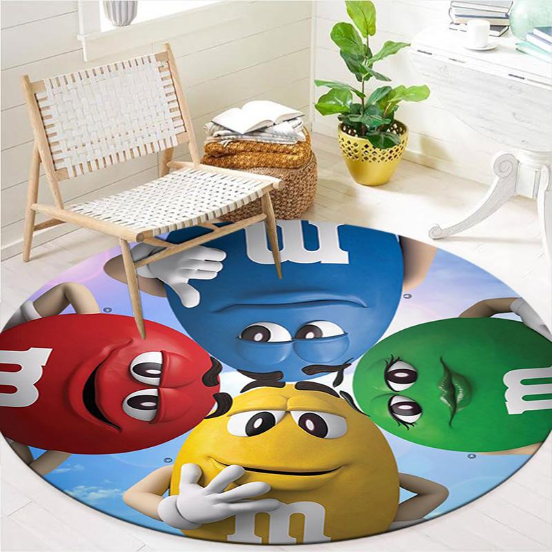 M&M's Round Area Rug,Carpet Rug for Living Room Bedroom Sofa Playroom Decor,Non-slip Floor Mat