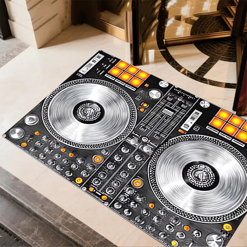 1pc music notes vinyl records and cassettes rug home carpet design for office decor gift living room bedroom