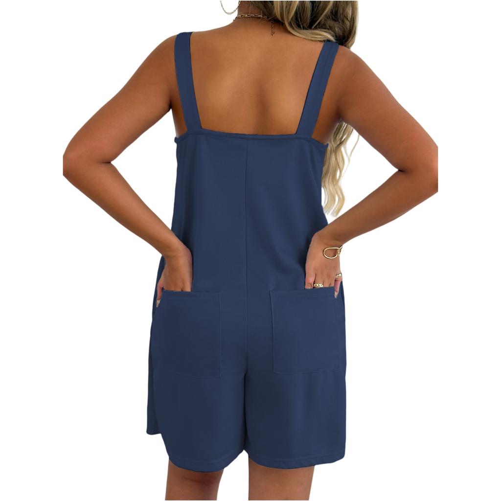 Women's Casual Strapless Sleeveless Suspender Jumpsuit Shorts Set