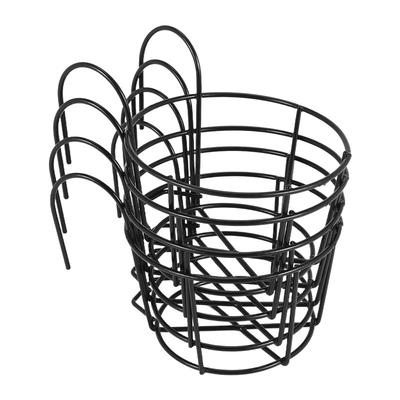M-Modern-4Pcs Hanging Railing Planters Flower Pot Holders Plant Iron Racks Fence Metal Potted Stand Mounted Balcony Baskets