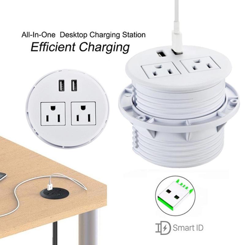 Standard Recessed Desk Outlet Invisible Design Metal Frame Desktop Power Grommet For Modern Office And Home Use