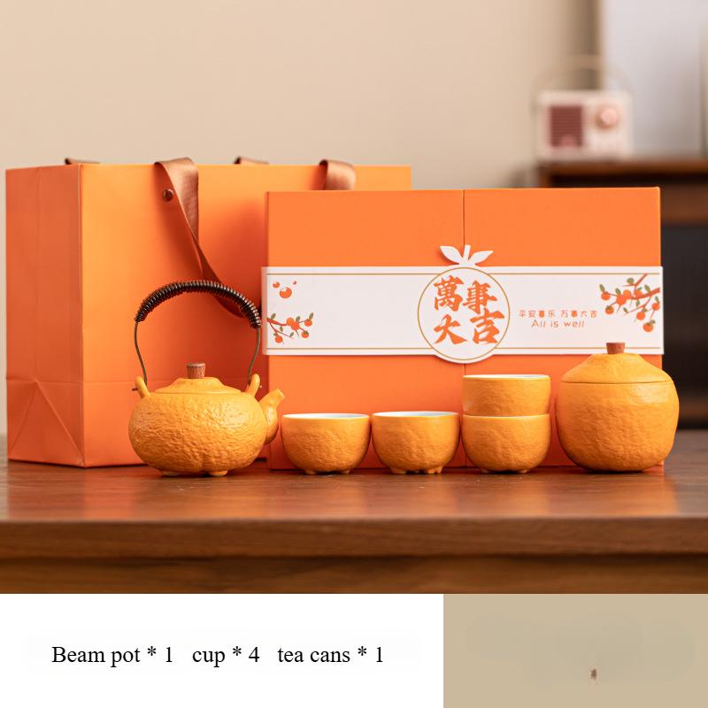 Lucky Travel Teaware Sets Tea Cup Outdoor Portable Storage Set Household Ceramic Tea Pot Gift