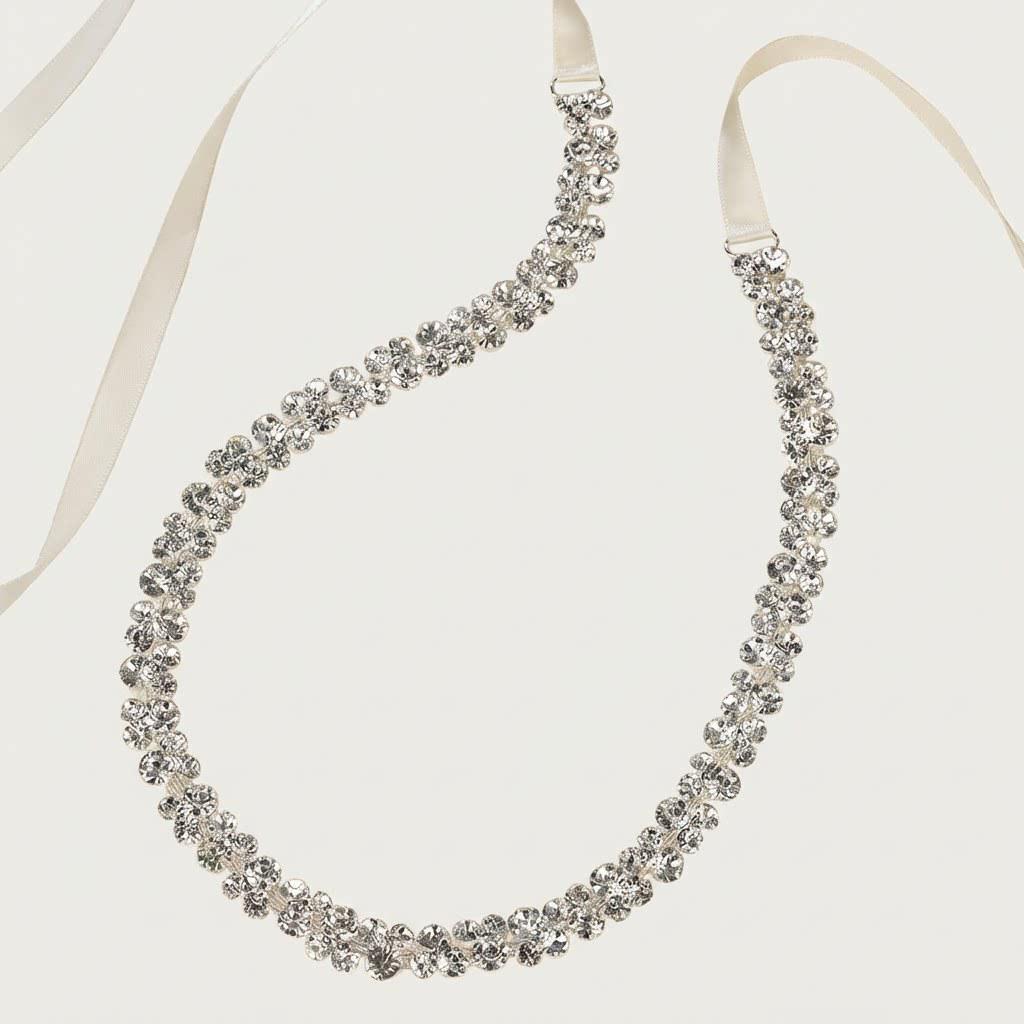 Elegant Silver Rhinestone Wedding Belt – Versatile High-End Dress Accessory for Fashion Shows and Performances